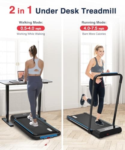 REDLIRO Under Desk Treadmill 2 in 1 Walking Pad, Portable, Folding, Electric, Motorized, Walking and Jogging Machine with Remote Control for Home and Office Workout 5