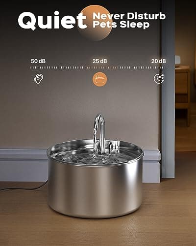 Cat Water Fountain: Stainless Steel Pet Water Fountains Indoor Metal Automatic Cat/Dog Waterer Bowls Faucet Bottle Watering Pets 24/7 Running Water Dispenser for Drinking 8