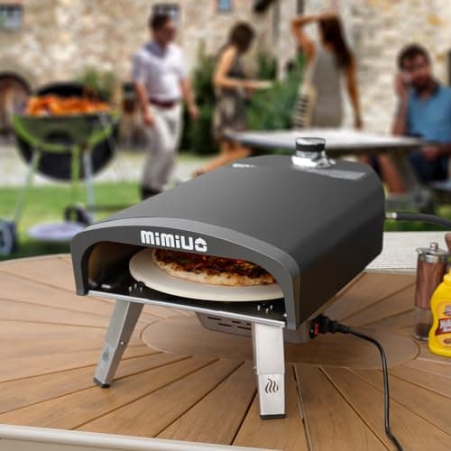 Mimiuo Outdoor Gas Pizza Oven with Automatic Rotating Pizza Stone - 14 Inch Portable Propane Pizza Ovens for Outside - Professional Pizza Grilling Stove for Outdoor Kitchen - Global Patent 9
