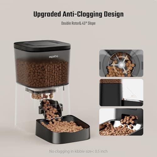 Espelho Automatic Cat Feeder- 4L Timed Cat Food Dispenser 1-6 Meals Control for Cat and Small Dog- Auto Pet Feeder with Desiccant Bag Keep Fresh for Reliable Easy Set Up and Clean- Voice Recorder 5
