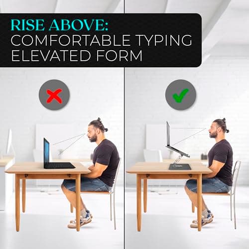 Adjustable Foldable Laptop Stand | 360° Rotating Base Holder, Ergonomic Design, Heat Dissipation | Height Flexible for Better Posture, Multi-Angle Riser Stand | Fits All Laptops & Tablets | 11 Inches 7