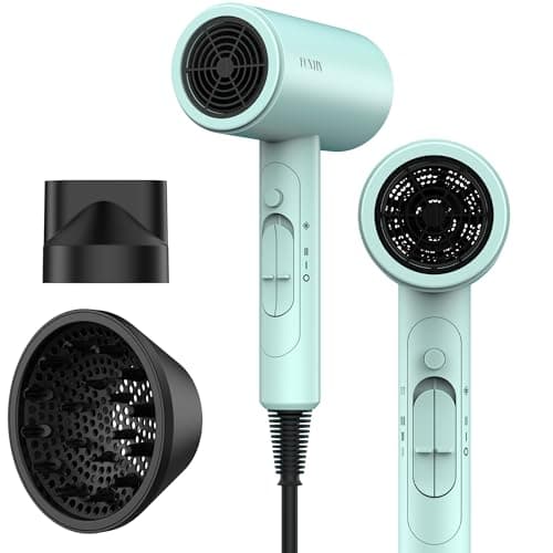 Funtin Hair Dryer Blow Dryer with Diffuser Brush Comb 1800W Full Accessories for Women Professional Tifunny Blue