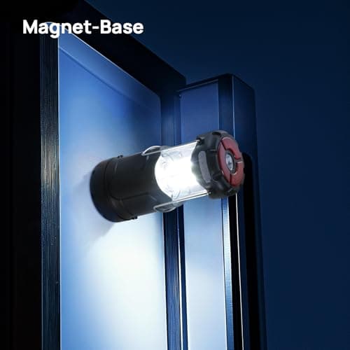 2 Pack Collapsible LED Camping Lantern, Consciot USB C Rechargeable and Battery Powered 2-in-1 Emergency Light with Flashlight and Magnetic Base, Power Outages Hurricane Supplies Survival Kits,Black 5