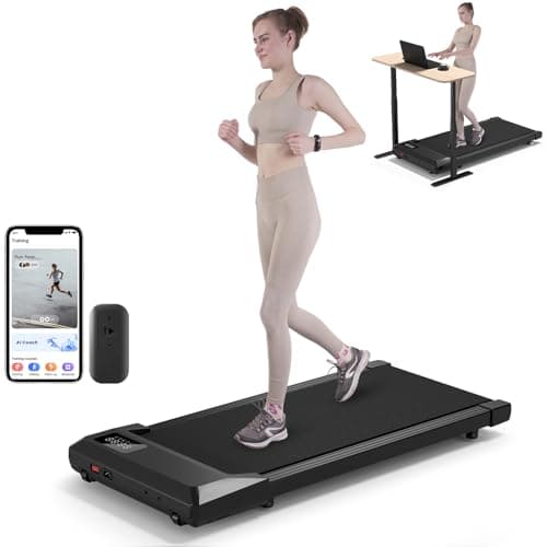 DeerRun Under Desk Walking Pad Treadmill for Home Office & Small Spaces, 6% Manual Incline, 0.6–3.8 MPH Walking Speed, 2.5 HP, 300 lb Capacity, App & Remote Control