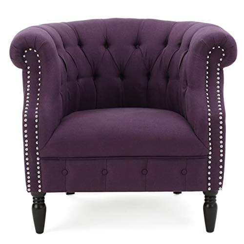 GDFStudio Jasmine Tufted Scroll Arm Fabric Club Chair (Plum)