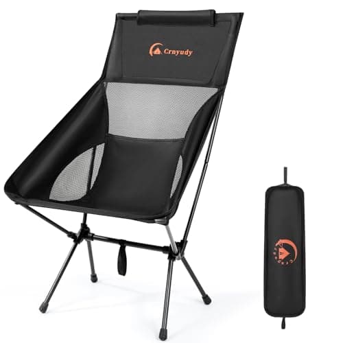 Crnyudy Folding High Back Camping Chair for Outside,Portable Camp Chair for Adults, Lightweight Compact with Carry Bag, for Hiking Lawn Picnic&Fishing(Black)