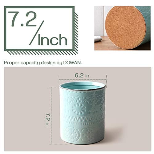 DOWAN 7.2" Kitchen Utensil Holder, Extra Large Farmhouse Utensil Holders for Countertop, Ceramic Utensil Crock, Anti Slip Cork Bottom 6