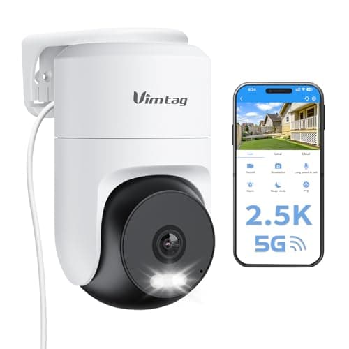 VIMTAG 2.5K Outdoor Camera, 5G Outdoor Security Camera, 360° View Cameras for Home Security, House Surveillance, Motion Tracking, Color Night Vision, Dual-Band WiFi, 2-Way Audio, Cloud/SD Card Storage