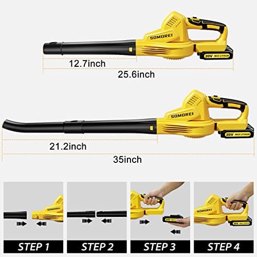 Cordless Leaf Blower Battery Powered - Electric Small Blower with 2 Batteries - 20V 140 CFM Lightweight Handheld Battery Operated for Patio, Yard 5