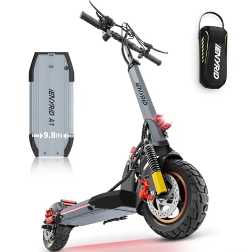 A1 Electric Scooter Adults, 1000W Peak Motor, Up to 25 Miles Range / 28MPH, 10" Offroad Pneumatic Tire, Dual Suspension Electric Scooter, 360 ° Light Systems, Portable Folding Commuting