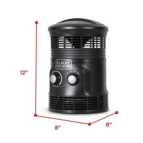BLACK+DECKER 360-Degree Surround Heater and Fan Combo, 360 Space Heater for Office Desk, Home Office & Personal Use Desk, 2 Heat & Fan Only Settings, Adjustable Thermostat, BHDS156, Black 7