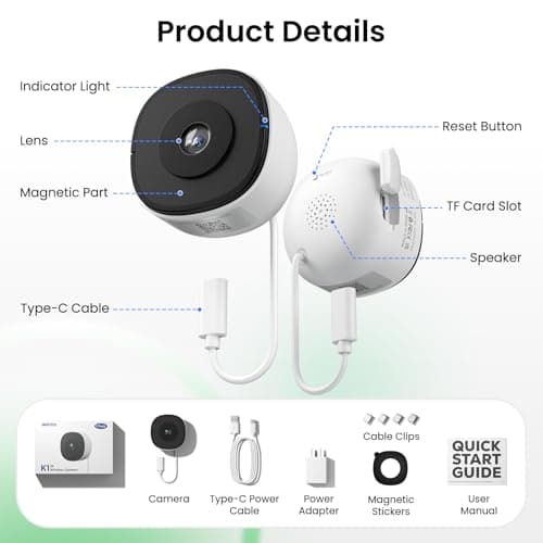 INFIYA 2K No Drill Window Camera-2 Pack 2.4Ghz & 5Ghz WiFi Dome Cameras for Home Security for Indoor & Outdoor Monitoring, Color Night Vision, Human Detection, 24/7 Recording, Ideal for Apartment, K1 9