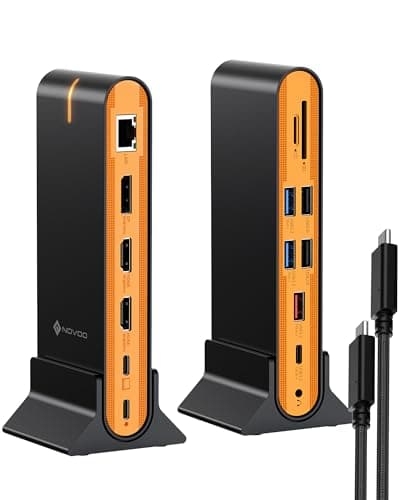 NOVOO Laptop Docking Station Dual Monitor, 15 in 1 Triple Display, 8K@30Hz DP, Dual 4K@60Hz HDMI, 10Gbps USB-A/C, SD/TF, 1Gbps Ethernet, Dual Monitor Adapter Dock for MacBook, Windows Laptops 9