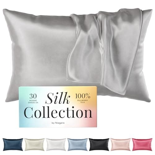 Niagara 100% Mulberry Silk Pillowcase - 30 Momme Silk Pillow case for Hair and Skin - Grade 6A Silk Pillow Cases with Zipper - Soft & Cooling Beige Silk Pillowcase Standard Size (20"x26")