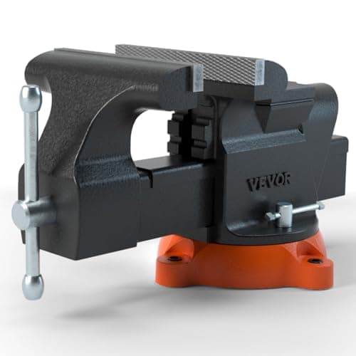VEVOR Bench Vise, 6-inch Jaw Width 5.9-inch Jaw Opening, 360-Degree Swivel Locking Base Multipurpose Vise w/Anvil, Heavy Duty Ductile Iron Workbench Vise w/Bolts & Nuts, for Drilling, Pipe Cutting