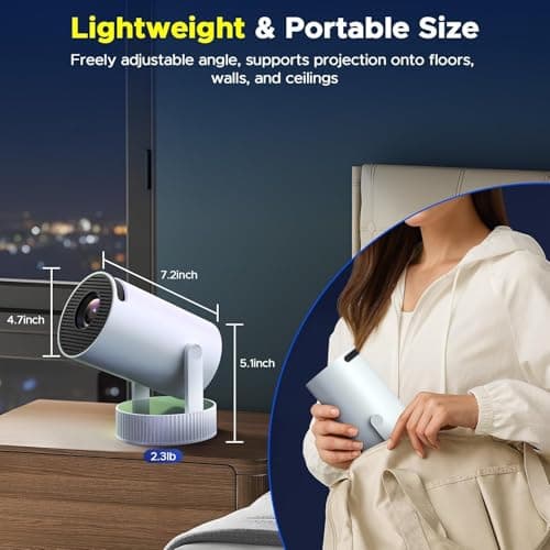 Mini Projector with Built-in Rechargeable Battery for Outdoor, Portable Projector with WiFi and Bluetooth, 4K Projector for Bedroom, Smart Projector Compatible with iphone/TV Stick/HDMI/USB/Laptop 9