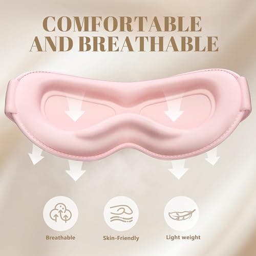 Vynix Sleep Mask for Women Men - 100% Blackout Eye Masks for Sleep, Lash Extensions 3D Contoured Sleeping Mask, Soft Adjustable Light Blocking Eye Cover Blindfold for Travel, Pink 6