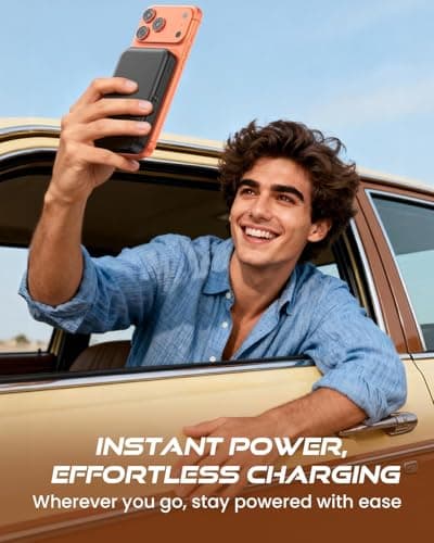 Portable Charger for Magsafe Battery Pack,10000mAh Power Bank with Foldable Stand,Travel Essential PD 22.5W Fast Charge,Magnetic Charge Wireless Charger for iPhone 17/16/15/14/13/12 Series–Black 5