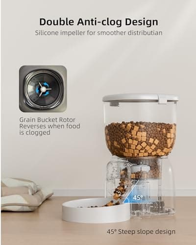 LAMPICK Smart Automatic Cat Feeder - WiFi Cat Food Dispenser with APP Control Up to 15 Portions((8g/Portion) 10 Meals Per Day, Dual Power Supply Pet Feeders for Cats/Dogs (4L/16.9 Cups) 5