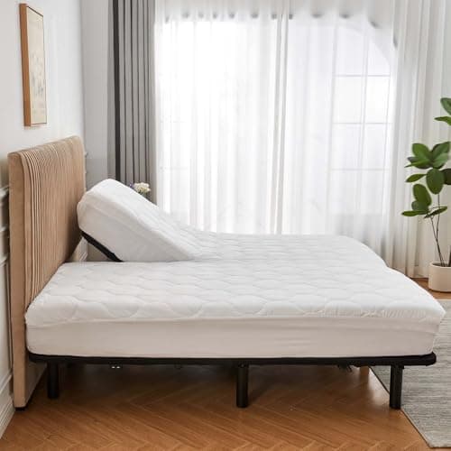 Kingnex Quilted Split Top Cal King Mattress Topper Pad for Adjustable Bed Breathable Fitted Fluffy Pillow Top Mattress Pad Split Top Cal King 7