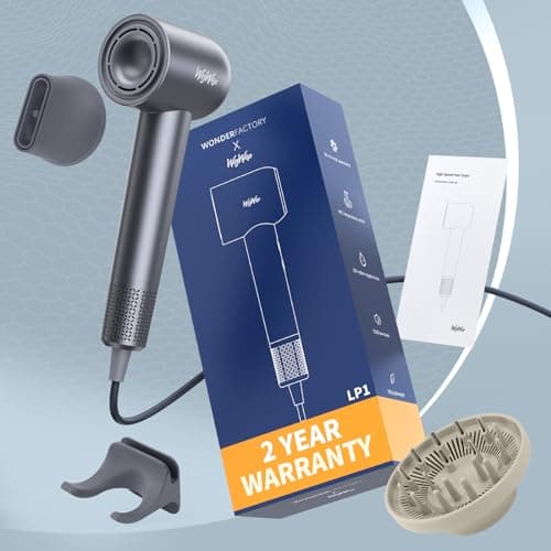 Hair Dryer, 1500W High Speed Ionic Hair Dryer with Diffuser for Curly Hair, 110,000RPM Blow Dryer, 4 Temps&2 Speeds, Low Noise, 3 Attachments, Gray 8