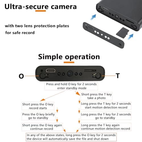 JINGRONGHUA Portable Camera, Mini Camera, Home Security Cameras, 1080P, 10000 Capacity Dual-Purpose: Power Supply/Record Cameras, with Night Vision, Motion Detection, Loop Record, Gravity Sensor 8