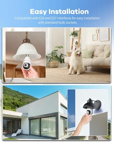 TKENPRO 3K Light Bulb Security Camera Wireless Outdoor, IP65 Waterproof and 5G&2.4G Connect, Full-Color Night Vision and 360° Motion Detection -2 Pack 7