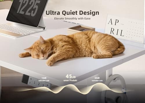 YDN Electric Standing Desk Adjustable Height, 40 x 24 Inches Stand up Desk with Cable Management, Home Office Desks with Splice Board & White Frame, White Top 7