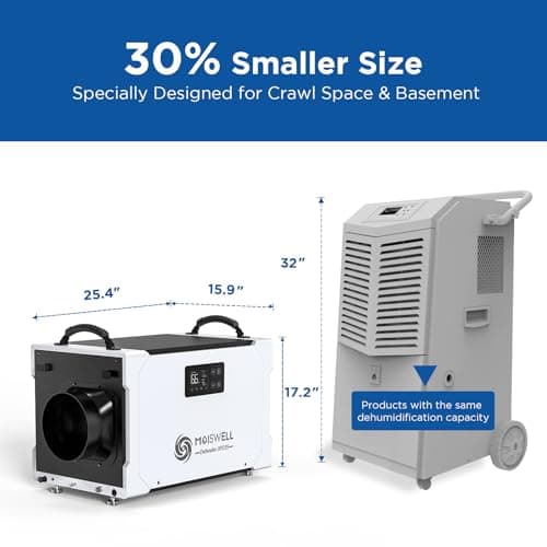 Moiswell 235 Pints Commercial Dehumidifier with Pump and Drain Hose, Crawl Space dehumidifier Basement, Industry Water Damage Unit, 100 PPD at AHAM, Ideal for Industrial and Job Sites 8