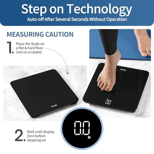 Vitafit Scale for Body Weight, High Accuracy 0.1lb by Our Professional Factory Since 2001, Digital Weight Scale LED and Step On, 3*AAA Batteries Included, 400lb/182kg, Spray Silver Black 6