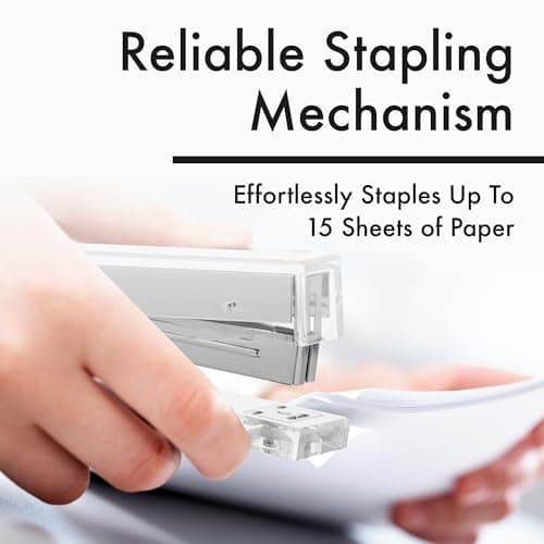 OfficeGoods Acrylic Stapler – Aesthetic & Durable Silver Desk Staple for Modern Office – Stylish & Compact Office Supplies for Women & Men 5