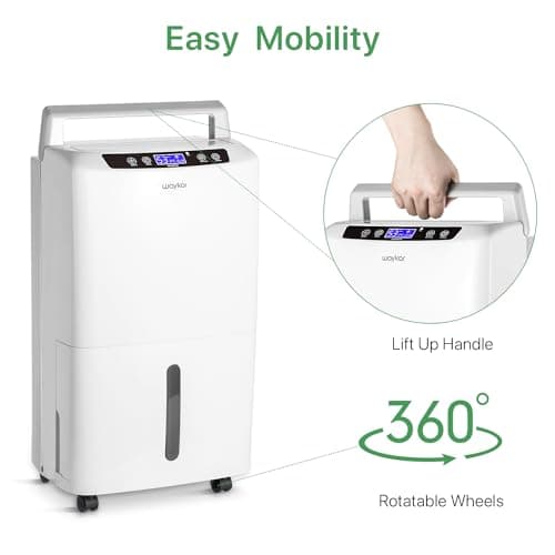 Waykar 2000 Sq. Ft. Energy Star 2025 Dehumidifier for Basement, Smart Compressor 34 Pints Dehumidifiers for home with Drain Hose and Water Tank. 6