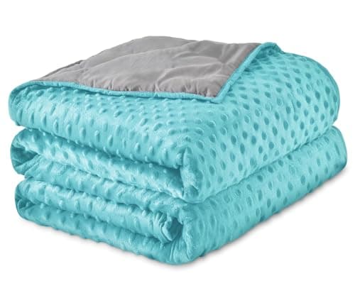 WINKAURA 30LB Weighted Blanket for Adults 86"x 90" Aqua Color, 2-Sided Microfiber Blanket with Premium Glass Beads, Cooling & Heating All-Season Thick Blanket 9