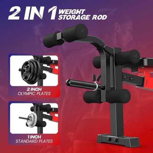 OPPSDECOR 900 LBS Weight Bench Set with Squat Rack, Adjustable Bench Press Set with Leg Extension and Leg Curl, Foldable Flat/Incline/Decline Workout Bench for Home Gym 6