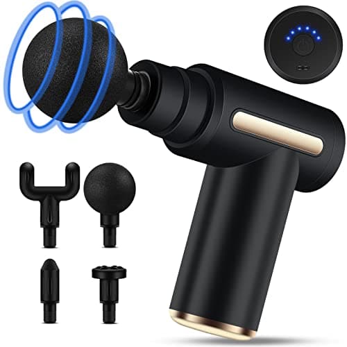 Uplayteck Mini Massage Gun, Percussion Deep Tissues Muscle Massager Gun with 6 Speeds, Type-C Charging, 35DB Ultra Quiet, Portable Electric Handheld Body Massager for Back Neck Pain Relief