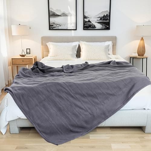 YAKEE Electric Blanket Full Size 72"x 84", Large Heated Blanket, Soft Warm Heating Blanket, 5 Heating Levels and 10 Hours Auto-Shut-Off, Machine Washable, Light Grey