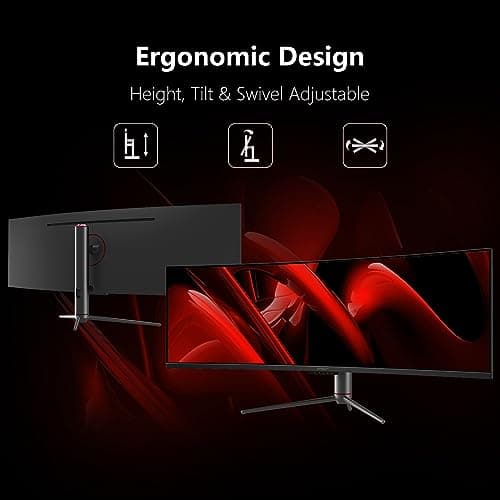 INNOCN 49" Curved Monitor Ultrawide Gaming 5K2K 120Hz 32:9 QHD 5120 x 1440P Computer Monitor, R1800, 99% sRGB, HDR400, USB Type C, DisplayPort, HDMI, Built-in Speakers, Height/Tilt Adjustable - 49C1R 6