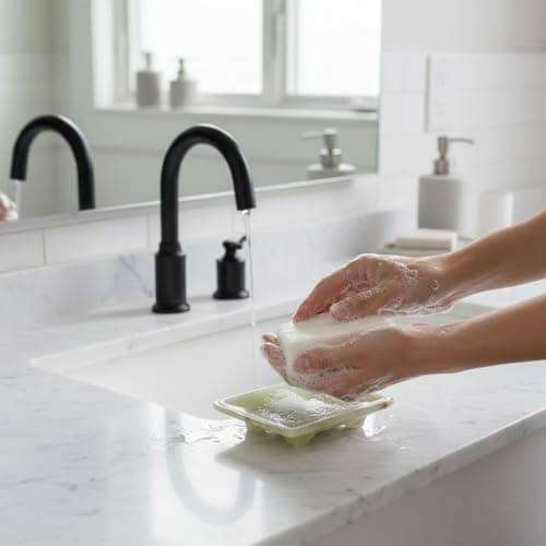 Luxury Handmade Green Calcite Crystal Soap Dish Holder with Drain for Bathroom and Shower, Best Bath Products & Sponge Tray for Kitchen & Housewarming Gifts. 5