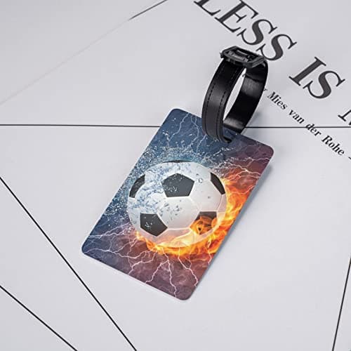 Soccer Bag Tags for Kids, Soccer Ball Name Tags for Backpack Bags, Sports Luggage Tag for Boys Girls Suitcases, Cute Small ID Identifier Labels for Women Men Travel Bag, 1 Pc 5