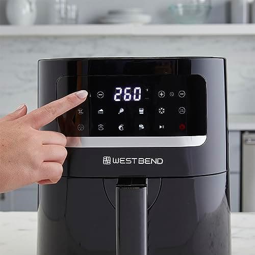 West Bend Compact Air Fryer 5-Quart Capacity with Digital Controls LCD Display and 10 Cooking Presets with Shake Reminder, Nonstick Frying Basket, 1500-Watts, Black 8