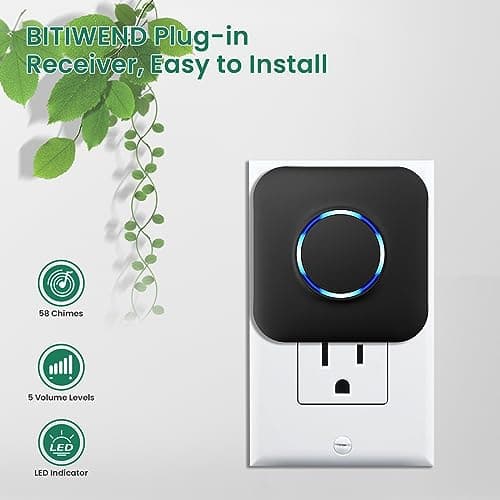 BITIWEND Driveway Alarm Wireless Outside System with 600FT Range & 58 Melodies - Weatherproof Motion Sensor Alarm Outdoor Protect Property Office Home Security (1 Receiver & 2 Motion Detectors) 6