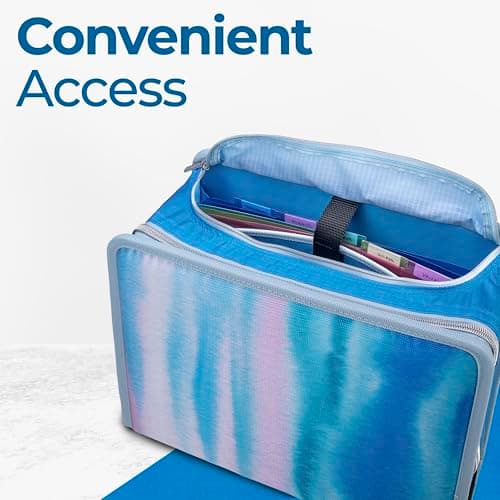 Case-it Mighty Zip Tab School Zipper Binder | 3-Inch O-Rings, 600-Sheet Capacity, 5-Subject Expanding File Folder, Multiple Pockets & Storage Organizer, Shoulder Strap | D-146 Watercolor Sky 6