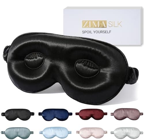 ZIMASILK Adjustable 22 Momme 100% Pure Mulberry Silk Sleep Mask, 3D Contoured Cup Eye Mask for Sleeping, Super Soft Breathable Blindfold, Perfect Blocks Light for Sleeping (Black)