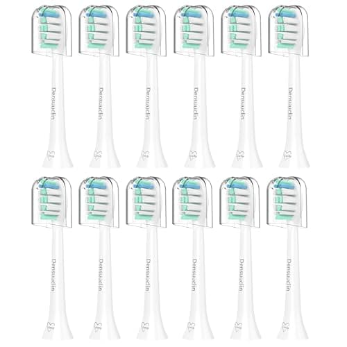 Densuuclin Toothbrush Replacement Heads for Philips Sonicare and More Click-on Handles 12 Pack White