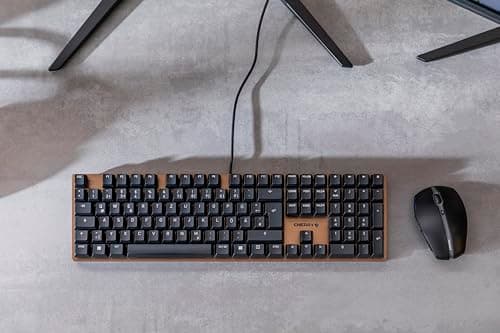 Cherry KC 200 MX, Wired Mechanical Office Keyboard, Modern Design with Elegant Aluminum Surface, USB-A Connection, MX2A Silent RED Switches, Black/Bronze 7