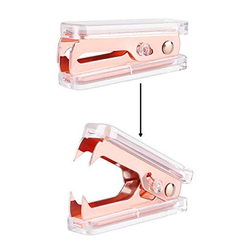ALSISK Desk Accessory Kit,Acrylic Stapler Set, Tape Dispenser, Staple Remover with 1000pcs 26/6 Staples -Rose Gold 6