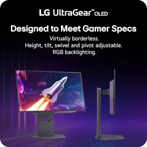 LG 27GX790A-B 27-inch Ultragear OLED Gaming Monitor QHD 1440p 480Hz, 0.03ms, DisplayPort 2.1, True Black 400, NVIDIA G-Sync, AMD FreeSync Premium Pro, HDMI, USB, Tilt/Height/Swivel/Pivot Stand, Black 10