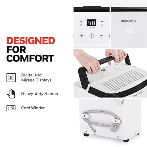 Honeywell 4000 Sq. Ft. Energy Star Dehumidifier with Built-in Pump for Large Basements & Rooms, with Mirage Display, Washable Filter to Remove Odor and Filter Change Alert - 50 Pint (Previously 70P) 5