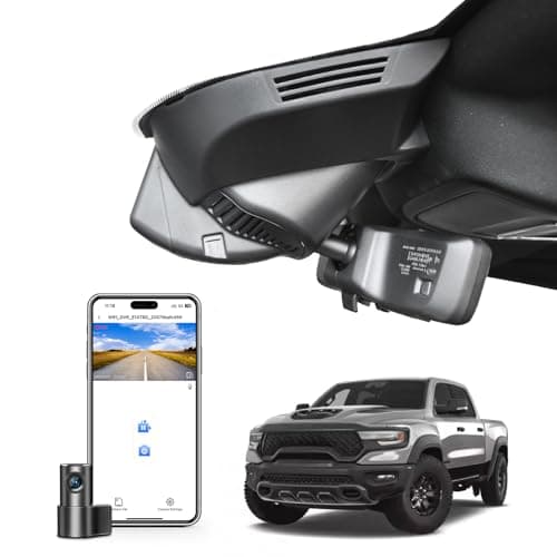 Front 4K & Rear 1080P Dash Cam Custom Fit for 5th Gen Dodge RAM 1500,2019 2020 2021 2022 2023 2024 (Model E),Rebel Big Horn Laramie Tradesman TRX Classic,UHD 2160P Video,OEM Look,App&WiFi,128GB Card