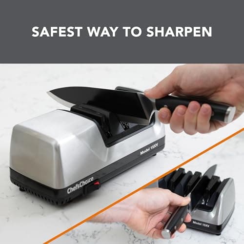 Chef’sChoice 15XV EdgeSelect Professional Electric Knife Sharpener with 100-Percent Diamond Abrasives and Precision Angle Guides for Straight Edge and Serrated Knives, 3-Stage, Gray 7